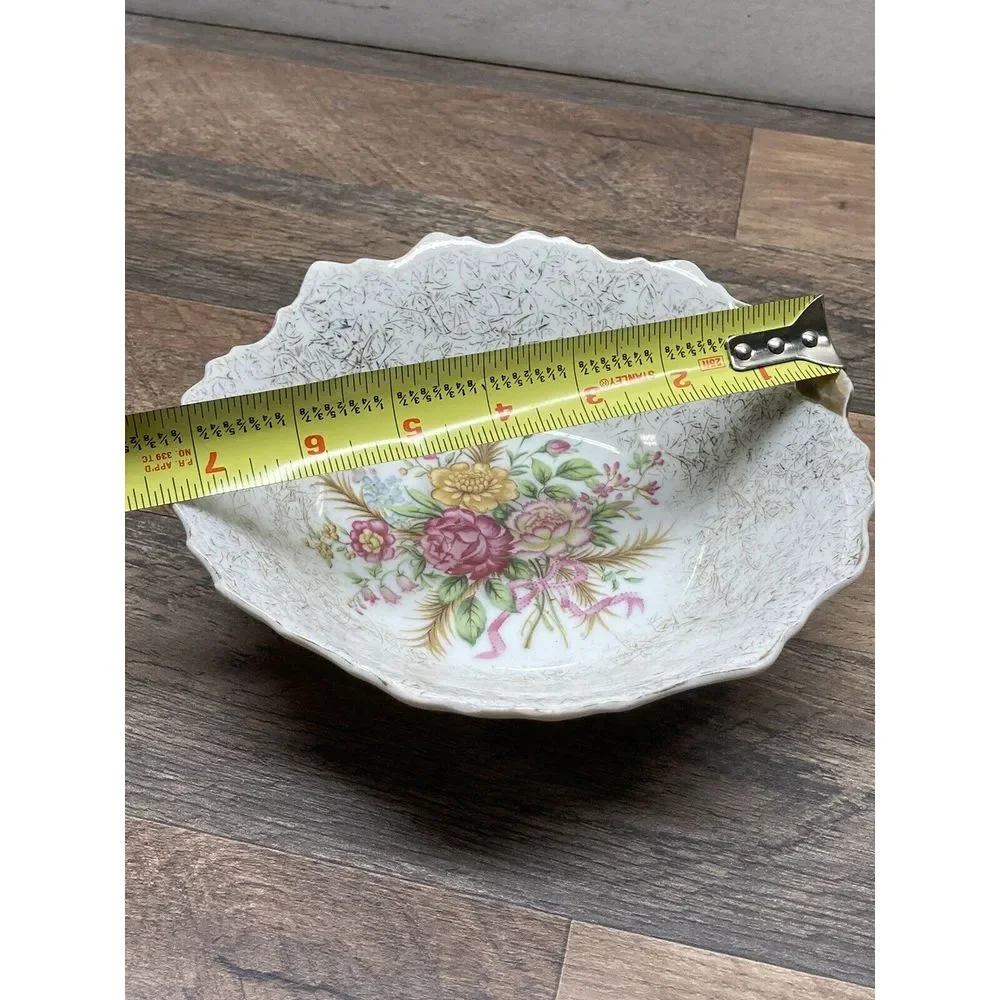 Vintage‎ Floral England Gold Trim Bowl/Saucer Holder